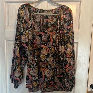 Floral Paisley Women's Top - Black and Multicolor